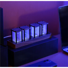 Nixie Tube Clock, Color LED Digital Desktop Clock, Large Display, Suitable for Bedroom Desk Decoration.
