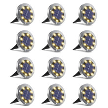 Luces Solares Exteriores Impermeables, Paquete de 12 Luces Solares de Suelo con Batería de Gran Capacidad, Luces Alimentadas por Energía Solar