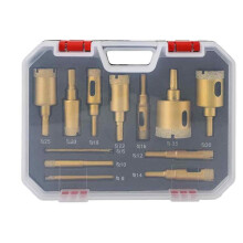 Kit de 12 Forets à Marbre et Scie Cloche pour la Découpe de Céramique, de Verre et de Carrelage - Idéal pour Percer la Porcelaine et le Marbre