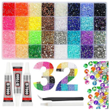 32.000 Stück 32 Farbige Harz-Jelly-Strasssteine für Funkelnde, Mehrfarbige, Flache Strasssteine für Nagelkunst, Bastelarbeiten, Make-