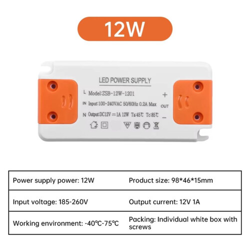 12V LED Driver Thin Constant Voltage Drive Power Supply 12W Input Suitable for Various LED Lamps 1