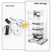 6 Tier Tumbler Acrylic Lid Organizer for , Water Bottle Lid Storage Holder for Kitchen Cabinet