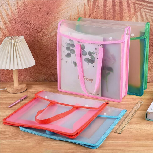 4 Pcs Scrapbook Paper Storage Organizer 4 Colors Translucent Plastic Scrapbook Organizer Document Storage Bag
