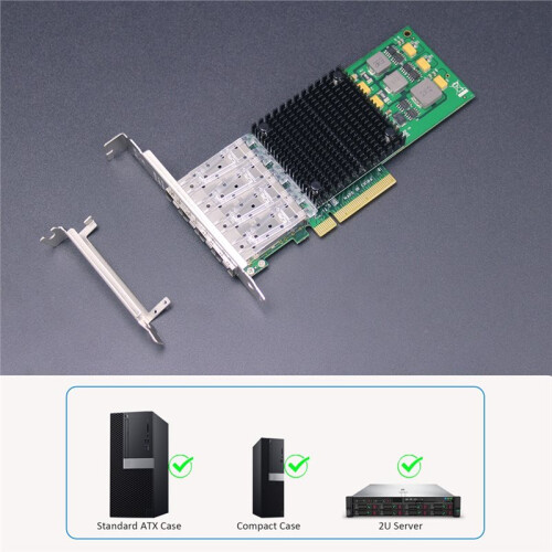 4-Port 10Gb SFP+ Network Card (Ethernet PCIE NIC) with Broadcom BCM57840 Controller, PCIe 3.0 X8 Interface 2