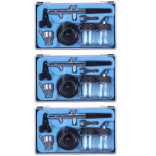 3X Siphon Feed Dual Action 0.35mm Airbrush Kit Spray Tool Air Brush with A Complete Trachea with Double Glasses