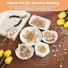 500Pcs Lip Gloss Keychain Making Kit, DIY Charms Supplies with Key Chain Hooks, Jump Rings & Tools