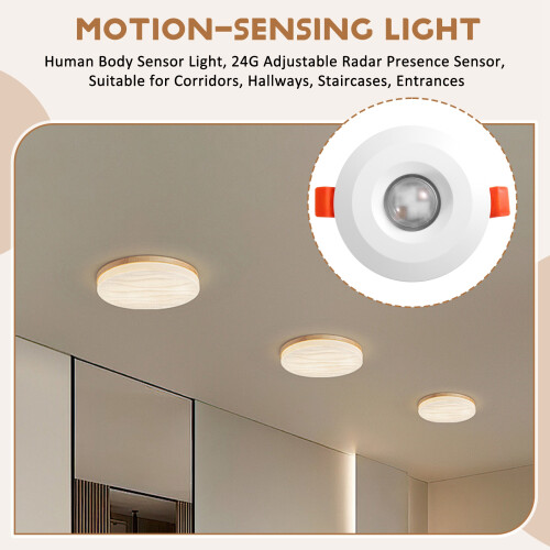Human Body Sensor Light, 24G Adjustable  Presence Sensor, Suitable for Corridors, Hallways, Staircases, Entrances 1