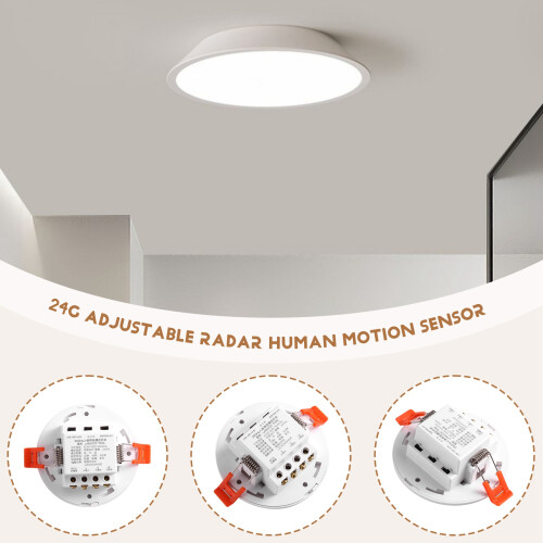 Human Body Sensor Light, 24G Adjustable  Presence Sensor, Suitable for Corridors, Hallways, Staircases, Entrances 2