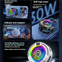FS18 AI Mobiele Koeler 30W Magnetische Achterclip IJskoelradiator Digitaal Display RGB-Verlichting Gaming Koeler Zwart