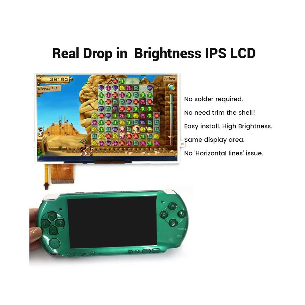 Lcd Screen For Psp 3000 Console High Brightness Backlight Display No Solder Replacement For Psp3000 Repair And Upgrade 6033982829455