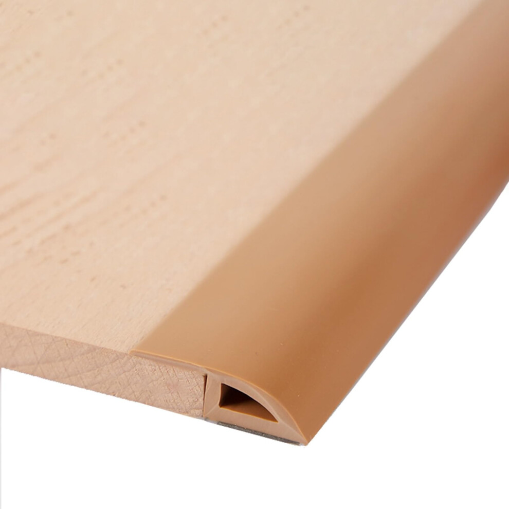 Pvc Floor Transition Strip Threshold Ramp, Cuttable Smooth Divider For Uneven Floors, Easy Peel Installation, Light Brown 13Ft 9330225286851
