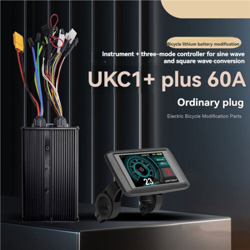 UKC1+ LCD Meter+Sine Wave/Square Wave Interchange Controller 48V-72V 60A Controller for E-Bike Electric Scooter 2