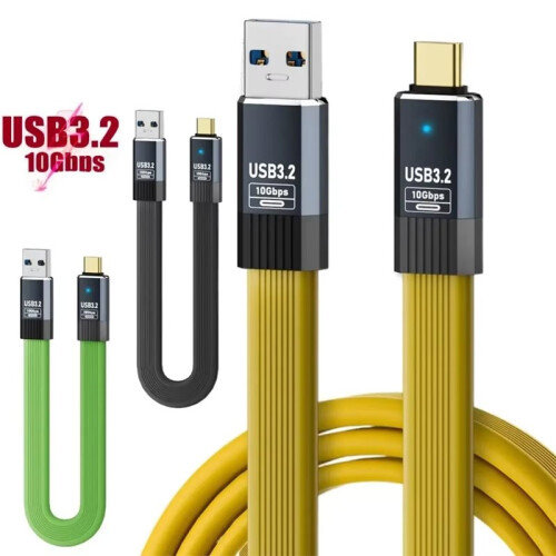 Cable USB 3.2 Macho A Macho, Tipo A A Tipo C, Carga Rápida, 36 W, Línea de Datos Flexible de 20 cm, Cable USB-A A USB-C, HDD Box A 2