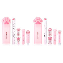 Cute Cat Paw Stationery Set, 12 Pcs Kawaii Cat Stationary Kit Pencil Sharpener Retractable Eraser Correction Tape Ruler