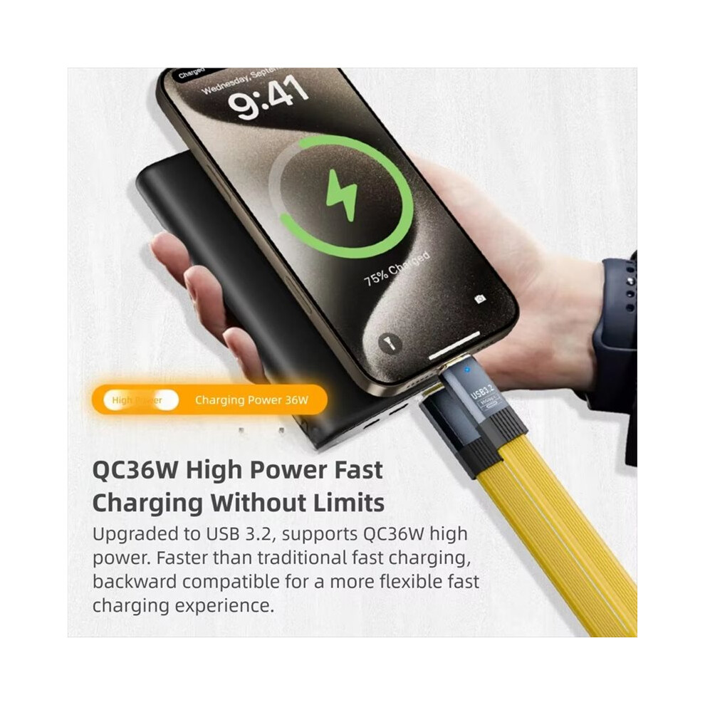 Male To Male Usb3.2 Type-A To Type-C Cable Fast Charging 36W Data Flexible 20Cm Usb-A To Usb-C Cord Hdd Box A 4711014865511