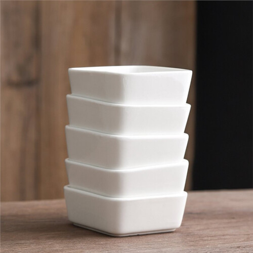 10 Pcs White Square Dip Bowls, Dishwasher Safe Small Serving Dishes for Condiments, Snacks 2