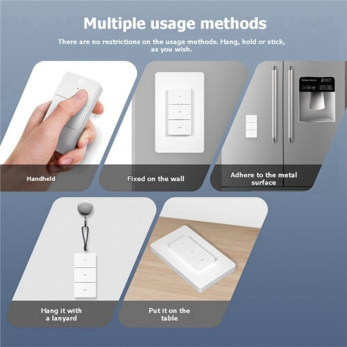 Tuya Zigbee  Wireless Scene  3 Gang 9 Scenarios Linkage Magnetic Design Handheld Push Button Control US 2