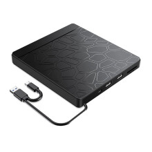 5-in-1 Externes CD/DVD-Laufwerk mit -, TF- und USB-Anschlüssen, Tragbares CD/DVD-Brenner- und -Schreibgerät für PC und Laptop