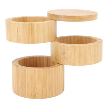 Organizador de Madera de 3 Niveles para Condimentos, Tarro para el Hogar con Tapa de Cierre Magnético, Almacenamiento Compacto para la Cocina -