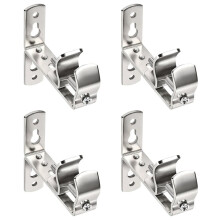 4PC Silver Curtain Rod Bracket, Adjustable Curtain Rods Holders Heavy Duty Ceiling Wall Mount Curtain Rod Hooks Hangers