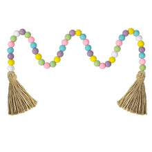 Easter Wood Bead Garland,Spring Decor Farmhouse Wooden Beads Rustic Prayer Beads for Tiered Tray Shelf Mantle Home Decor