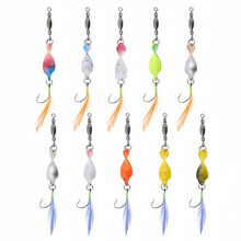 10pcs Twisted Copper Trout Spoon Lures Set - Metal Fishing Bait for Ocean and Freshwater Random Color
