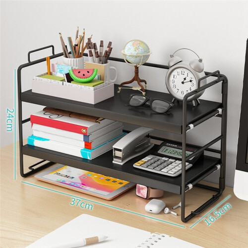 Elegant Wooden Desk Shelf Organizer - Versatile Desktop Bookshelf and Storage Solution White 2
