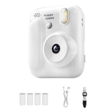 Kids Color Instant Camera 5 Color Printing Camera 1080P Thermal Print Toy Camera Print Photo Video Games Kids Gift White