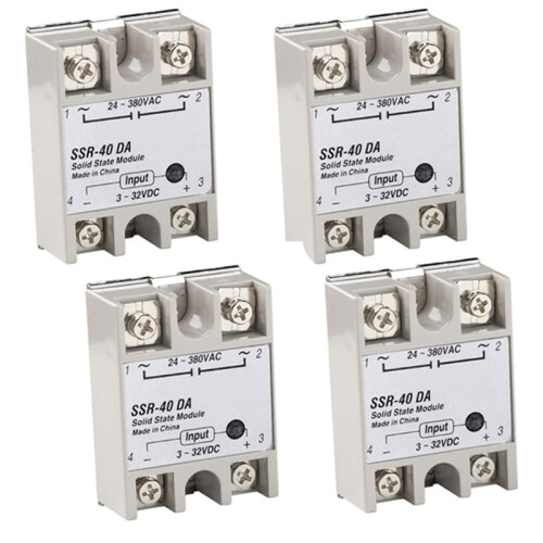 4pcs Solid State Relay SSR-40DA Relay Module SSR 40DA - Single Phase SSR 3-32V  to 5-60V  40A Load