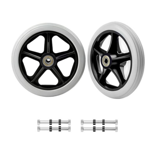 2Pcs 6 Inch Solid Wheelchair Replacement Wheels Rubber Material for Walkers, Rollators, Wheelchairs Accessories