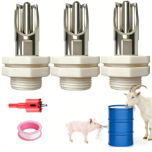 3-Delige Set Drinknippels voor Varkens - Automatische Drinkbak van Roestvrij Staal voor Varkens met Lekvrije Tankaansluitingen