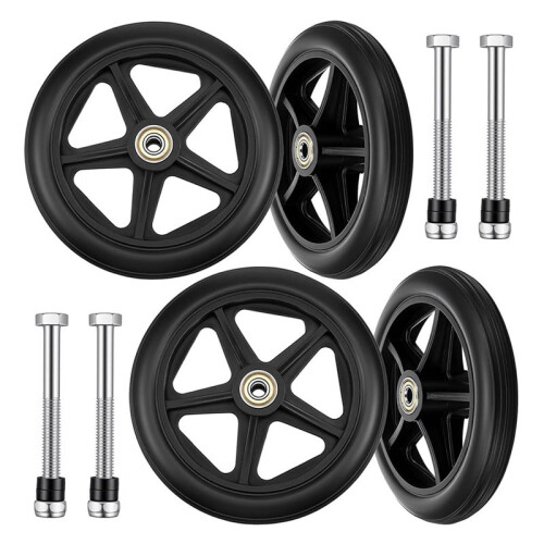 4 Pack Walker Wheels Replacement, 6 Inch Anti-Slip Solid Roller Wheels for Walkers, Offices Wheelchair Front Wheel