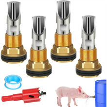 Lot de 4 Abreuvoirs à Tétine pour Porcelets, Abreuvoirs Automatiques à Tétine avec Raccords en Laiton pour Réservoir D'Eau
