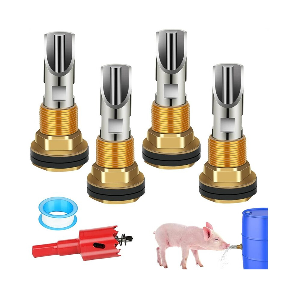 4Pcs Pig Waterer Nipple, Automatic Pig Nipple Water Drinker With Brass Water Tank Connectors Kit For Piglets Drinking Saudism