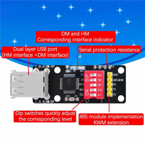 Módulo CH9350: Conversor KVM de Teclado e Mouse HID para Porta Serial, Teclado Virtual e Scanner. 1