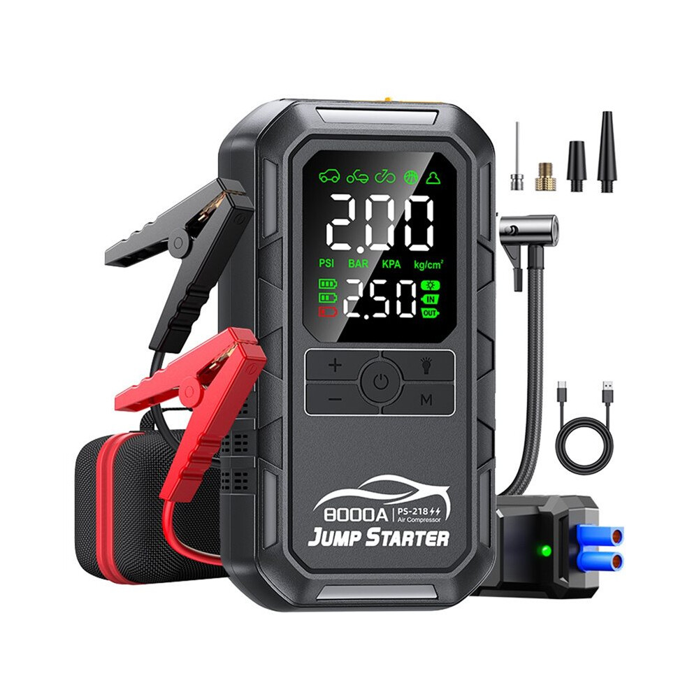 4-In-1 Car Jump With Air Compressor 8000A Auto Battery Booster Portable Power Bank Tire Inflator 4712844199111