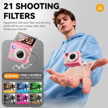 Flip Selfie Screen Thumb Camera 1080P HD Recorder Auto Focus Portable Dual-Lens Retro Camera Green