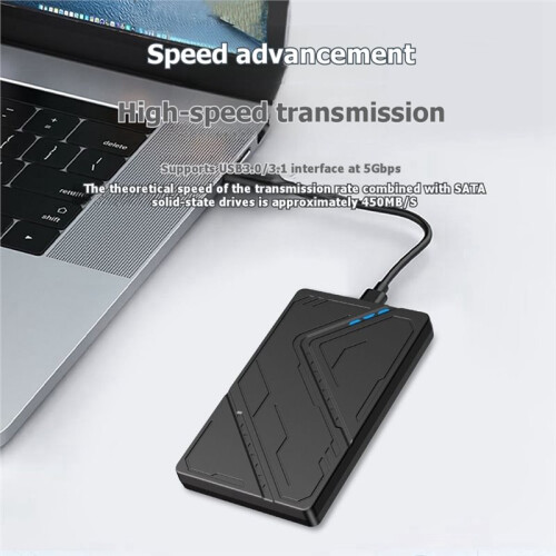2.5-Inch External Hard Drive Enclosure USB 3.1 RGB Color Lights Computer Expansion Box for Solid State Hard Drives 2