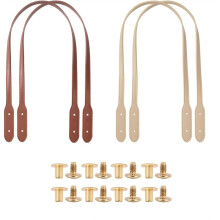 4pcs PU Leather Purse Bag Handles, Wraps Mount Handbag Band with Rivets, Sew Short Bag Belt Strap Replacement