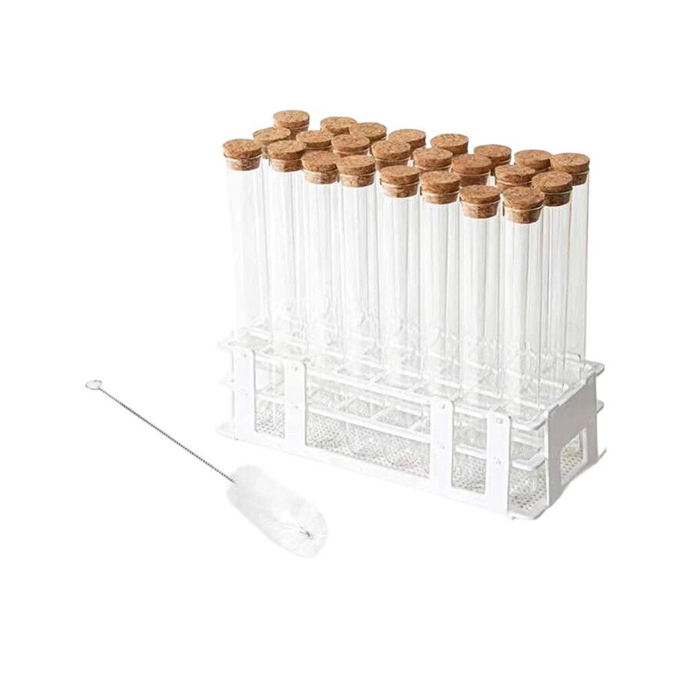 Glass Test Tube Set 24Pcs 80Ml Glass Test Tubes With Cork Stoppers And 24 Holes Plastic Tubes Rack For Test Lab Tubes 4714231689861