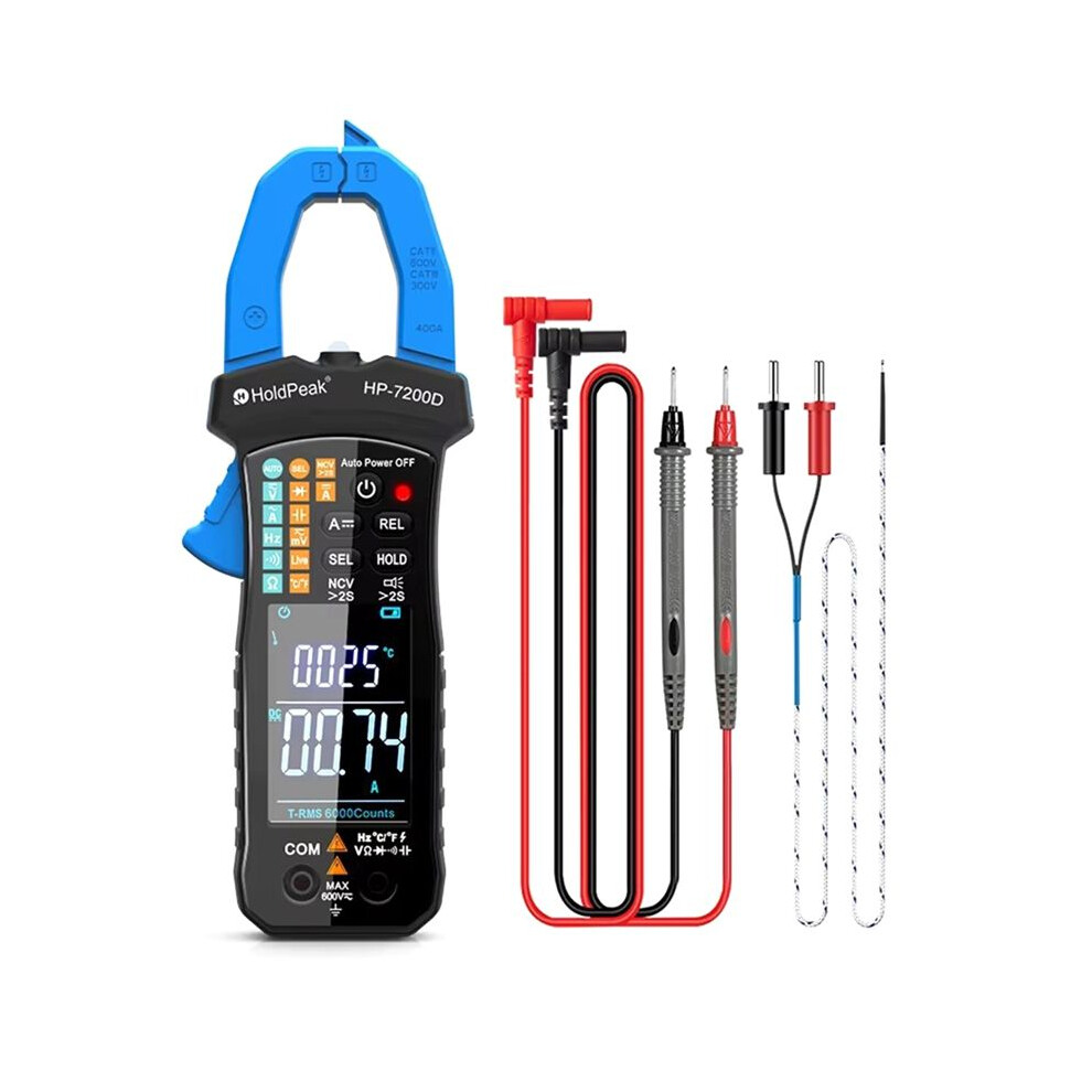 Holdpeak -7200D Digital Clamp Meter, Trms 6000 Counts Multimeter With Auto Range,Ac/ Voltage & Current Measurement 6032332902435