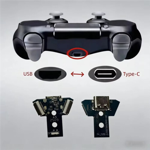 2 Pcs DIY Type-C Charging Port Socket Circuit Board for PS4 JDS 040 050 055 Controller Use Replacement Parts 2