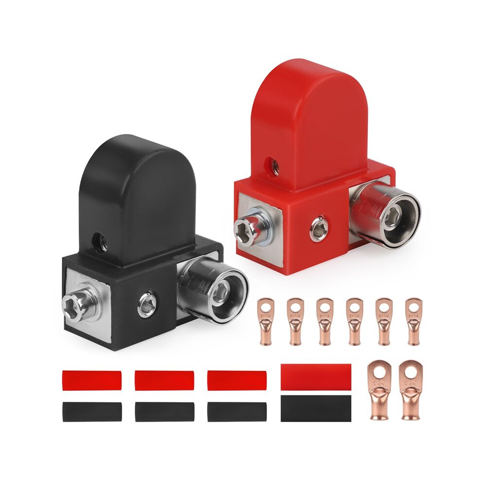 Solid Brass Positive Negative Battery Terminals With Adaptor Collars, 1X0/2/4 Gauge & 1X4/8 Gauge Outputs 4713746223935