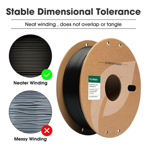 PLA Filament 1.75mm, PLA Basic Dimensional Accuracy +/- 0.05mm, 1KG Spool 3D Printer Fast Filament 2