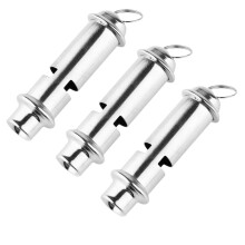 3pcs Stainless Steel Emergency Whistle Set with Lanyard, Pitched Survival Whistles for Hiking Camping