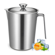 Stainless Steel Pitcher with Lid,70 Oz /2L Measuring Cup with Marking and Handle, Large Mouth Graduated Beakers,Milk Jug