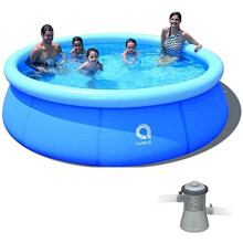 Inflatable Swimming Pool 12ft x 30in with Fast Inflation Pump, Large Above Ground Family Pool for Backyard