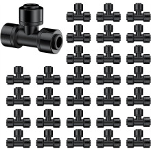 Lot de 30 Raccords en T Ă Connexion Rapide 1/4" pour Tuyaux et Arroseurs D'Irrigation Goutte Ă Goutte, Anti-Fuite