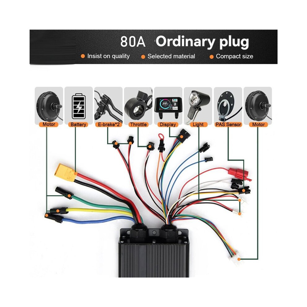 Electric Scooter Sine Wave/Square Wave Interchange Controller 48V-72V 80A Tri-Mode 18-Pole E-Bike Controller 6032819448449
