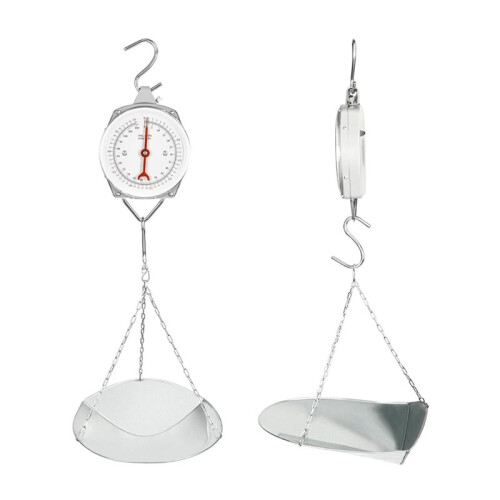 110 Lbs Large Display Hanging Scale with Scale Scoop Kitchen Dial Weight Scale Silver Industrial Spring Scales 1